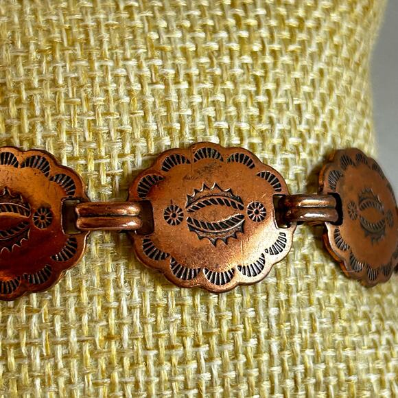 Copper Southwest Style Medallion Link Bracelet - Picture 1 of 12